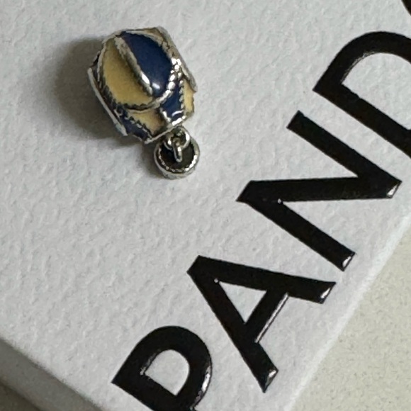 Authentic Pandora Blue and White Enamel Sterling Silver Hot Air Balloon Charm - Picture 6 of 7